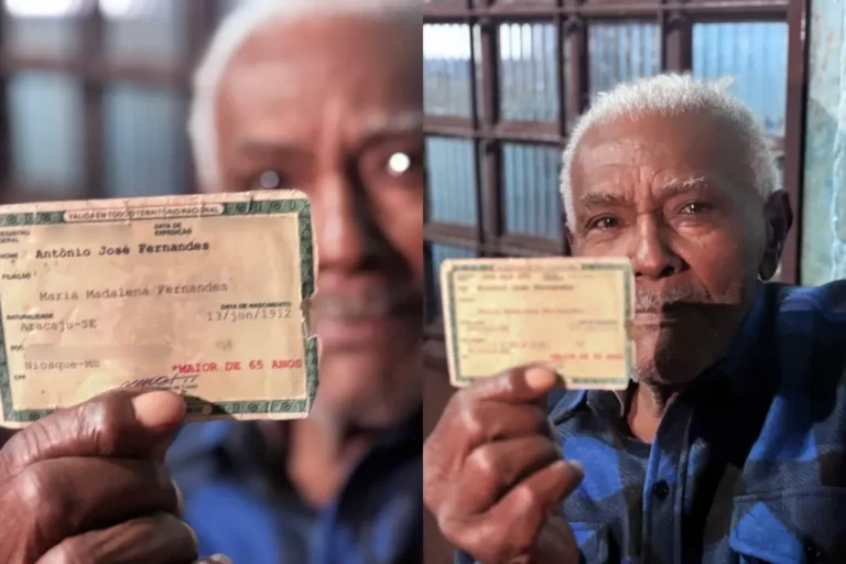 Antônio José Fernandes sorrindo durante comemoração de 114 anos em Campo Grande, cercado pela família em festa.