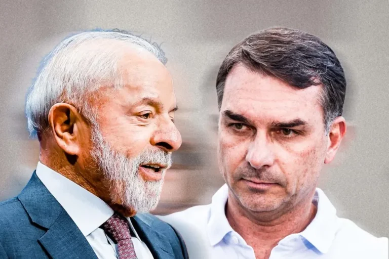 Mapa do Brasil destacando estados com palanques de Lula e estados indefinidos para Flávio Bolsonaro