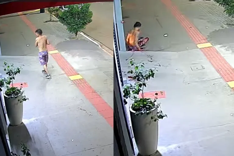 Viatura policial em área próxima à antiga rodoviária de Campo Grande após prisão de suspeitos de homicídio.