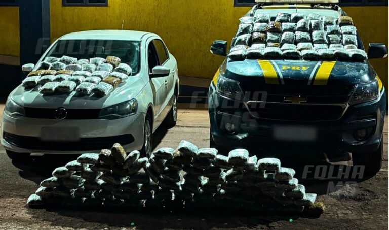Mulher é presa com 77,3 kg de skunk escondidos em carro na BR-262 em Corumbá