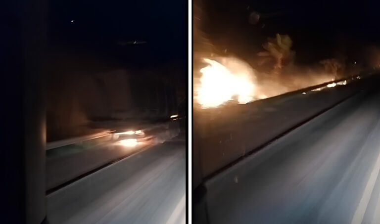 Bombeiros controlam incêndio em carreta e vegetação às margens da BR-262 em Corumbá