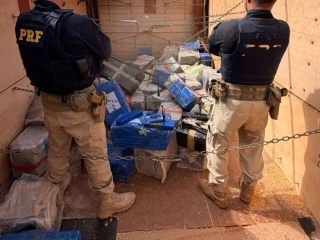 PRF apreende 3,27 toneladas de maconha escondidas em carga de milho na BR-376