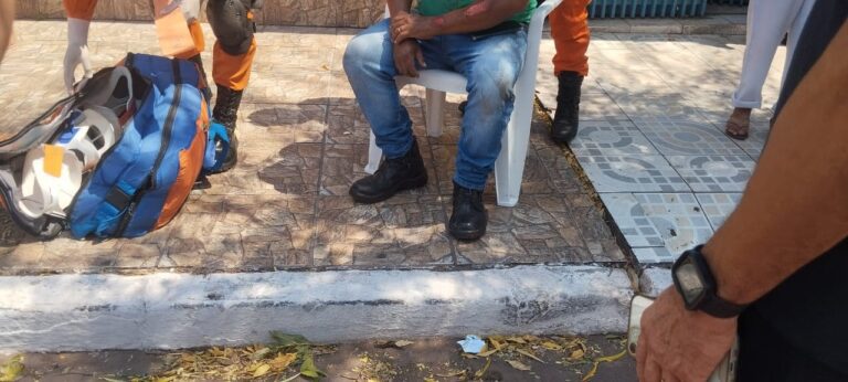 Fio de telefone causa queda de motociclista e deixa homem ferido em Corumbá