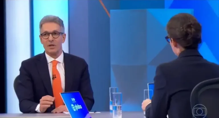 Romeu Zema durante entrevista no Jornal Nacional