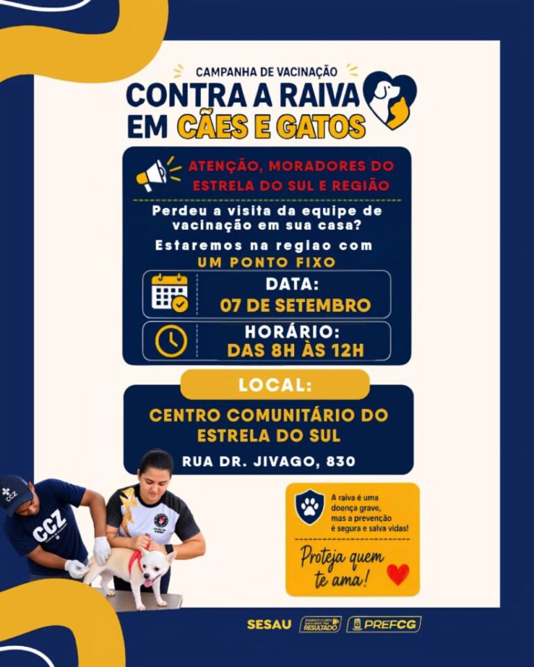 Vacinação antirrábica terá ações no fim de semana e no feriado