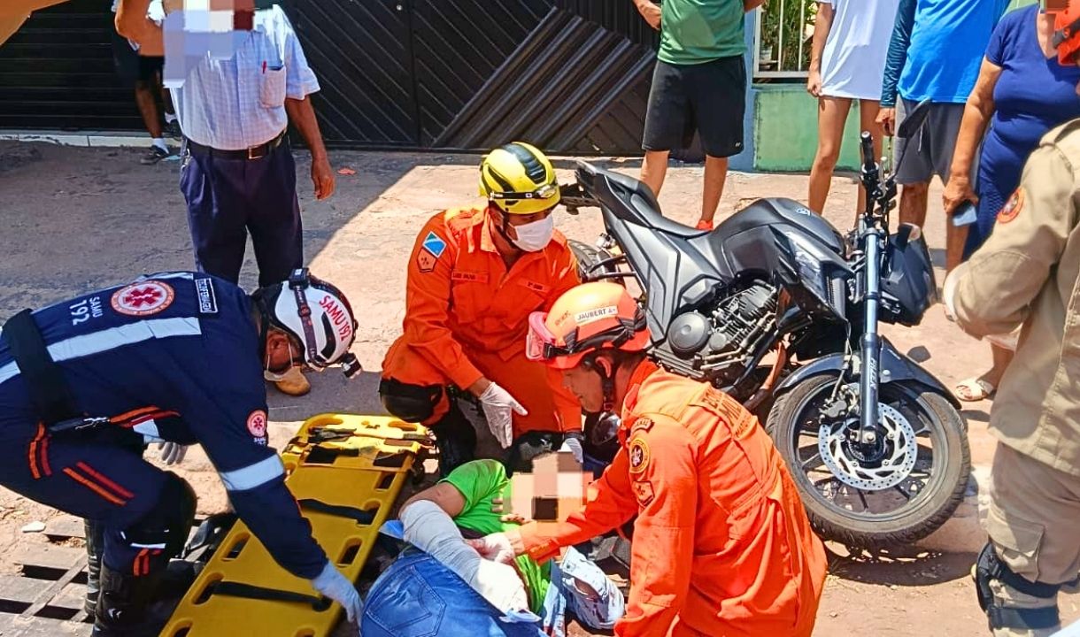 Motociclista fica ferido em colisão com carro no Popular Nova, em Corumbá