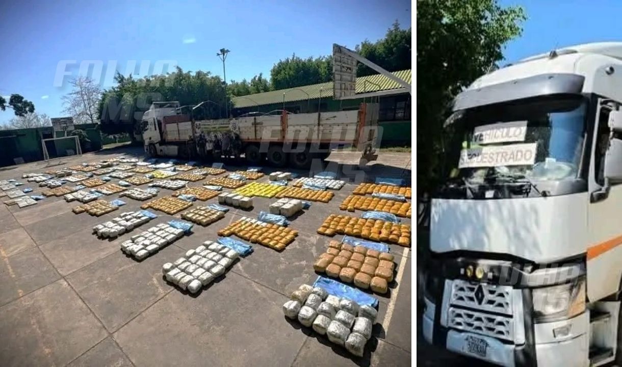 Caminhão é flagrado com 1,2 tonelada de maconha em Puerto Suárez, na fronteira com Corumbá