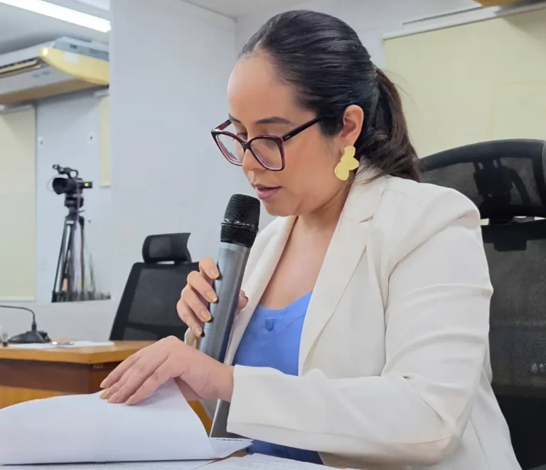 Vereadora analisa relatórios de educação durante sessão na câmara de Corumbá
