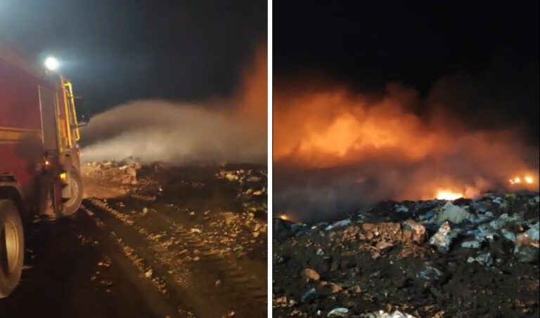 Bombeiros usam 15 mil litros de água para controlar incêndio no lixão de Corumbá