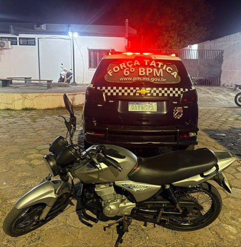 PM apreende em Corumbá motocicleta com registro de roubo