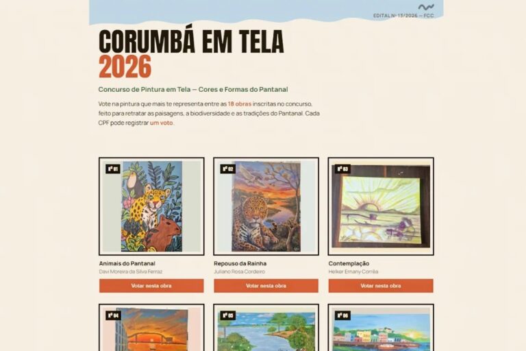 Corumbá em Tela 2026 abre votação popular para eleger as melhores pinturas do Pantanal