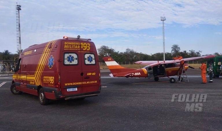 Bombeiros fazem resgate aéreo de mulher com dores no peito no Paiaguás