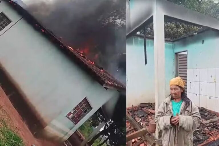 Incêndio destrói casa de rezadeira indígena de 90 anos em aldeia de Tacuru