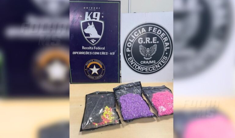 Três bolivianos e uma brasileira são presos ao retirar encomenda com 1,1 kg de ecstasy em Corumbá