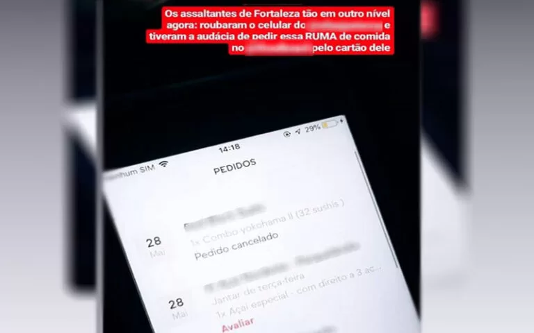 Ladrão usa aplicativo em celular que roubou para pedir comida e acaba preso em Fortaleza