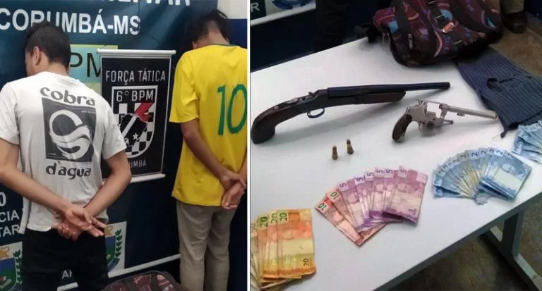 Ladário | Vítima de assalto persegue ladrões em moto e criminosos acabam presos após colidir moto na fuga