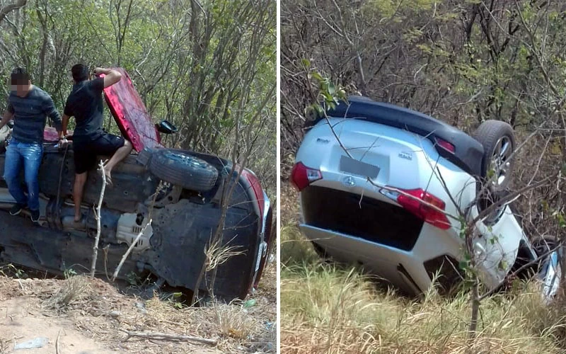 Leia mais sobre o artigo Veículos capotam e caem em ribanceira em acidente na Ramão Gomez