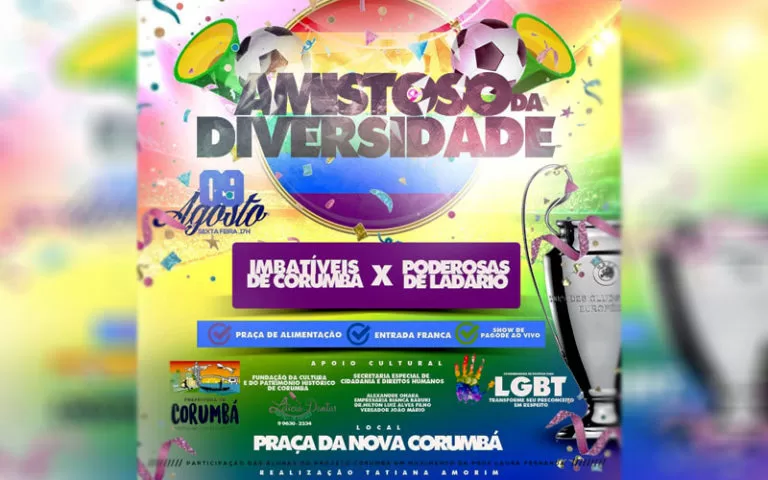 Amistoso da Diversidade completa 16 anos com grande festa na Praça da Nova Corumbá