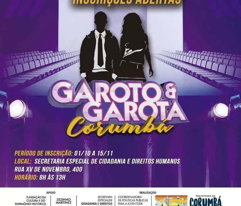 Concurso garoto e garota Corumbá 2019 está com inscrições abertas