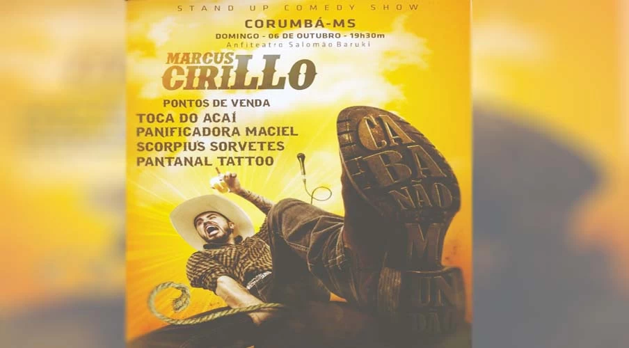 Você está visualizando atualmente Marcus Cirillo se apresenta neste domingo em Corumbá com o show “Caba não Mundão”