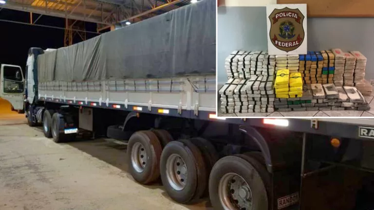 PF apreende 255 Kg de cocaína em carreta construída para levar droga de Corumbá até SP