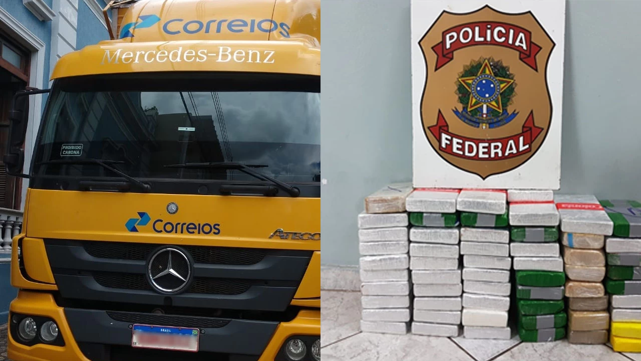 Você está visualizando atualmente PF apreende 59 Kg de cocaína em caminhão que presta serviços para os Correios|vídeo