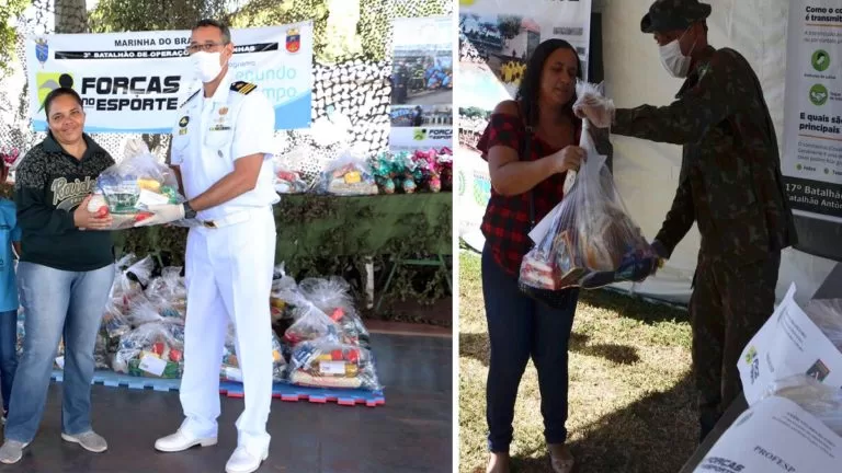 Exército e Marinha realizam entrega de alimentos para famílias atendidas pelo programa Forças do Esporte