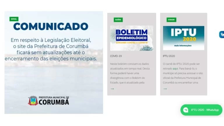 Prefeitura suspende publicações no site institucional e redes sociais durante período eleitoral