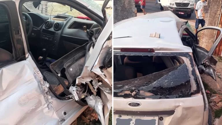 Criança de 11 anos fica gravemente ferida em colisão entre carro e caminhão