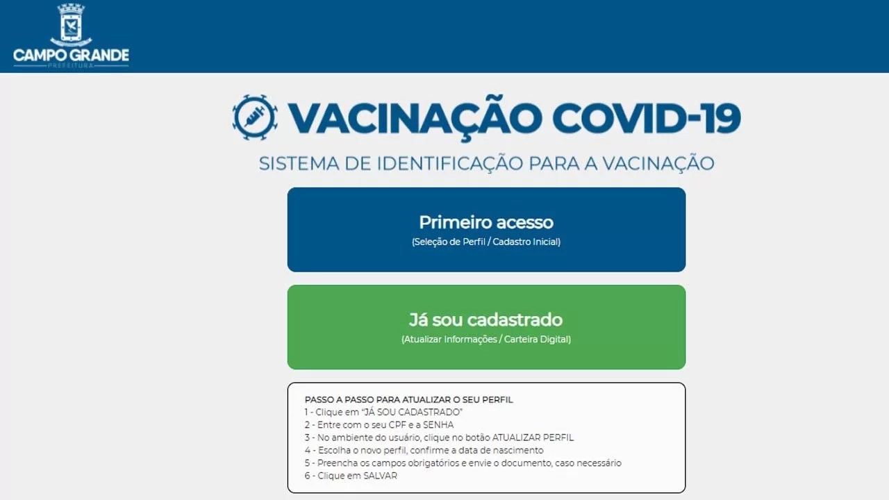 Você está visualizando atualmente Em Campo Grande, maiores de 18 anos podem se cadastrar para vacinação contra covid-19