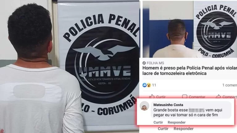 Homem é preso após romper tornozeleira eletrônica e ameaçar policiais nas redes sociais