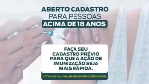 Leia mais sobre o artigo Prefeitura de Corumbá abre pré-cadastro para vacinação de pessoas a partir dos 18 anos