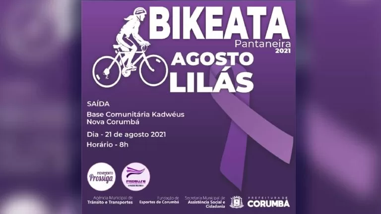 Bikeata Pantaneira acontece neste sábado em comemoração ao Agosto Lilás