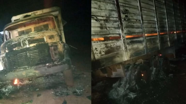 Bombeiros são acionados para apagar incêndio em caminhão na Estrada Parque