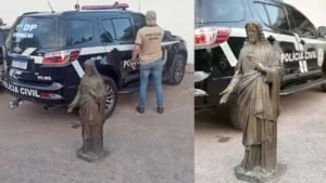 Leia mais sobre o artigo Polícia Civil recupera estatua de bronze furtada do cemitério em Corumbá em 2015