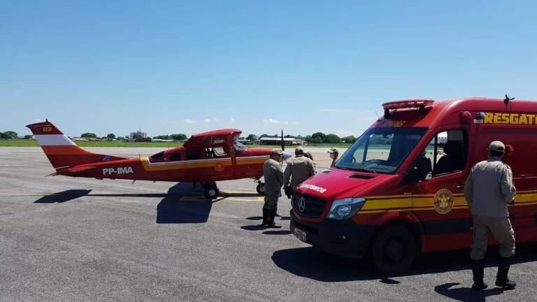 Aeronave do Corpo de Bombeiros socorre gestante atacada por marimbondos no Pantanal