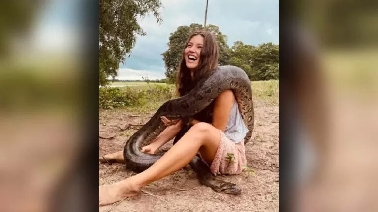 Nova Juma Marruá de ‘Pantanal’ exibe abraço com sucuri em MS