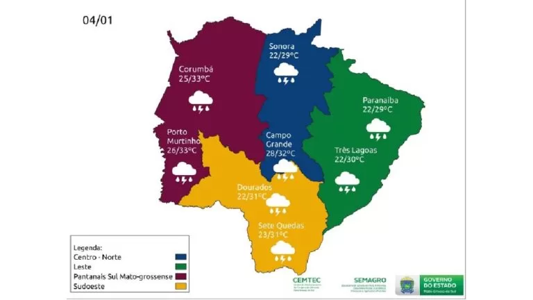 Terça-feira de nebulosidade e possibilidade de trovoadas em MS