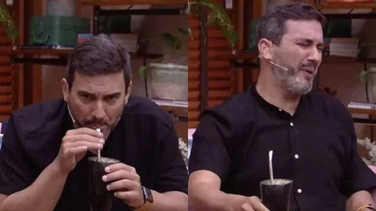 André Marques é criticado por cuspir tereré ao vivo em programa “horrível, parece boldo”