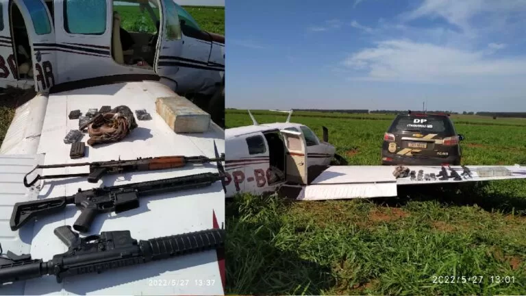 Piloto faz pouso de emergência em MS e acaba preso com drogas, munições e fuzis