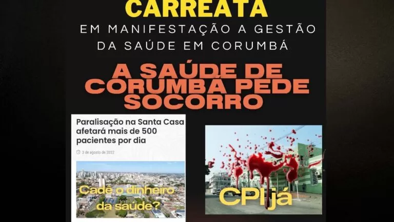 População organiza carreata e pede abertura de CPI na Santa Casa de Corumbá