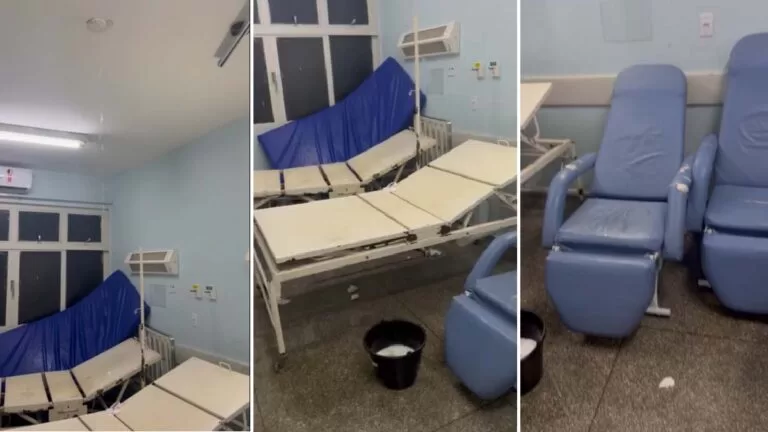 Descaso: com infiltração, chuva volta invadir dependências da maternidade de Corumbá