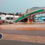 Vendaval destrói cobertura de posto de combustível em Bodoquena | vídeo