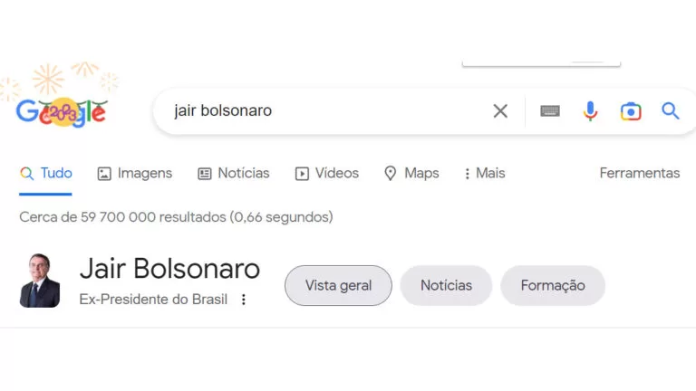 Google atualiza cargo de Jair Bolsonaro para ‘ex-presidente do Brasil’