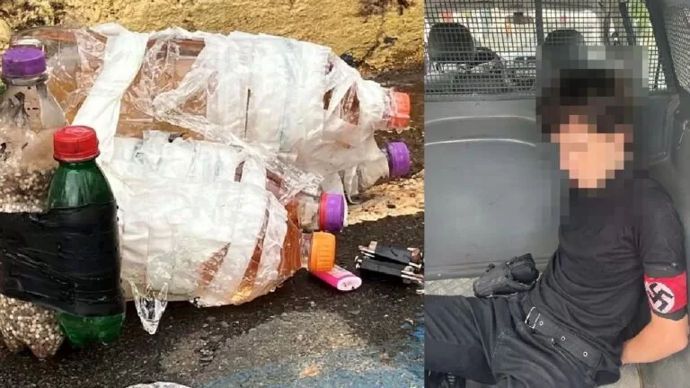 Jovem vestido com traje nazista é apreendido após explodir bomba em escola