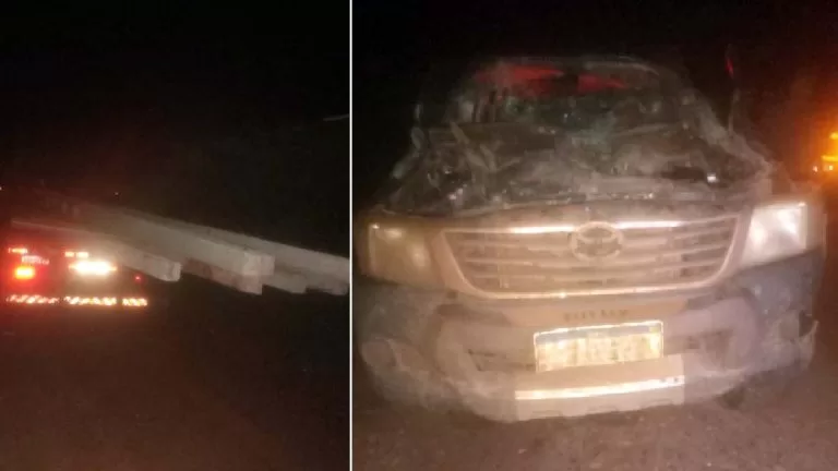 Choque entre Toyota e caminhão de carga deixa homem ferido na Estrada Parque