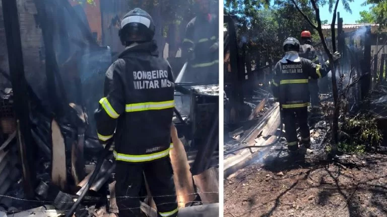 Incêndio destrói residência no bairro Jatobazinho em Corumbá