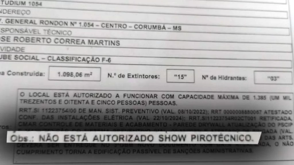 licenca bombeiros tumulto e correria em boate de Corumbá