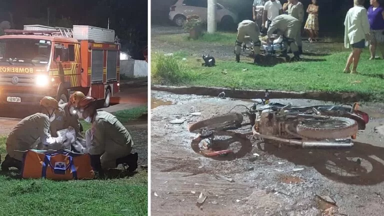Motociclista é socorrido pelo Bombeiros após colisão com carro em Ladário