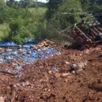 A caminho de Corumbá, carreta tomba em rodovia e espalha carga milionária de cerveja